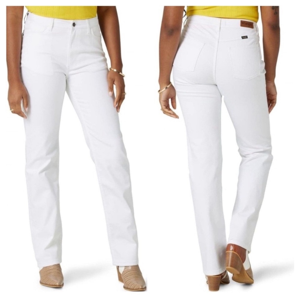 Wrangler high-rise true straight leg jeans white